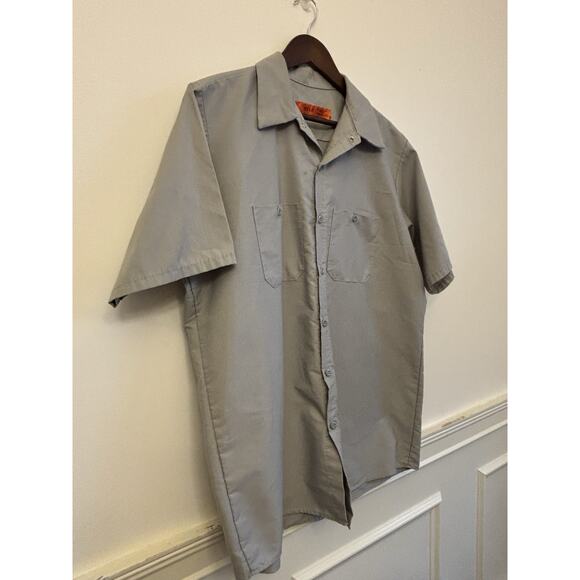 Red Kap SP24LA0 Gray Short Sleeve Work Shirt Men’s Large Button Front Uniform - Picture 7 of 14